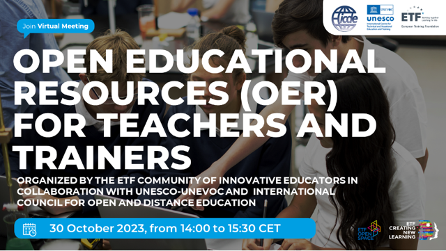 Locandina webinar Open Education Resources for Teachers and Trainers