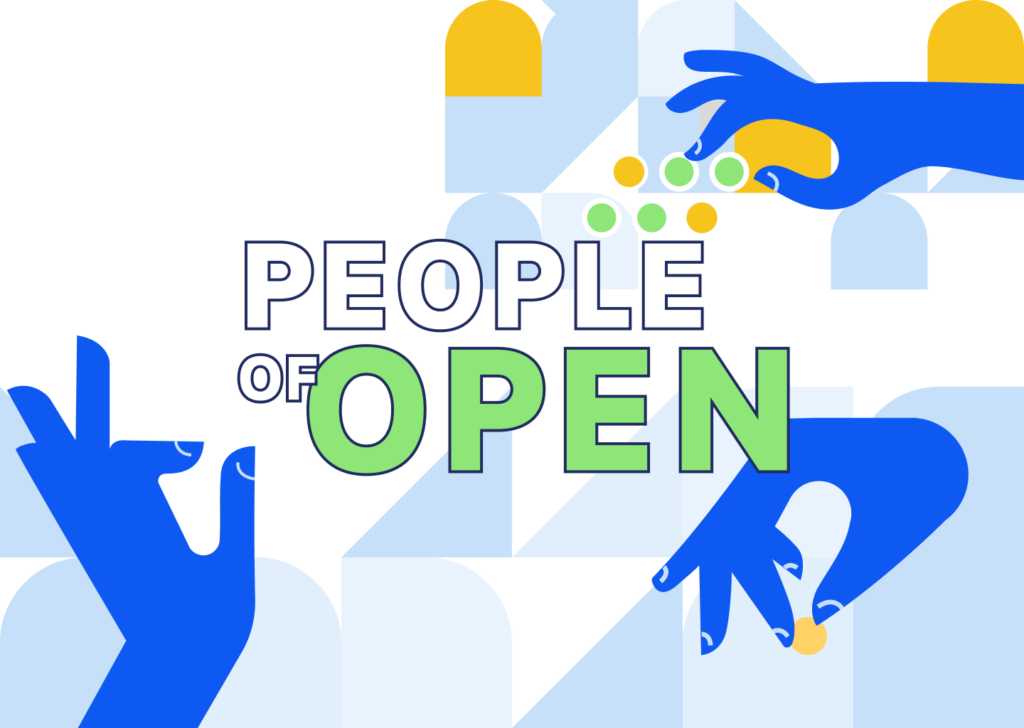 L'immagine contiene mani stilizzate e la scritta People of Open