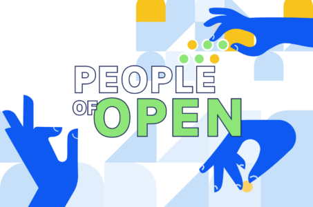 L'immagine contiene mani stilizzate e la scritta People of Open
